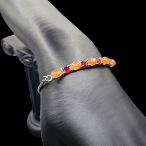 Carnelian and Crystal Bolo Bracelet
